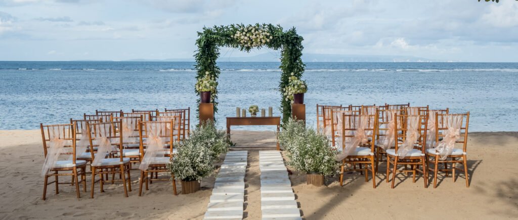 wedding on the beach, tropical settings for a wedding on a beach bali island. exotic destination wedding concept